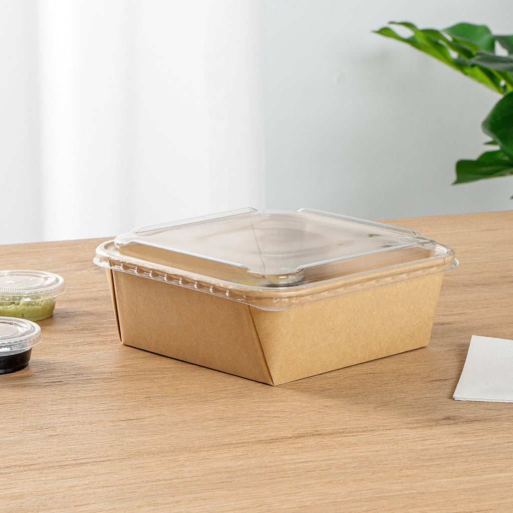 Matsuri Vision Clear PET Plastic Lid - Fits 34 and 45 oz Sushi Containers, Anti-Fog - 100 count box