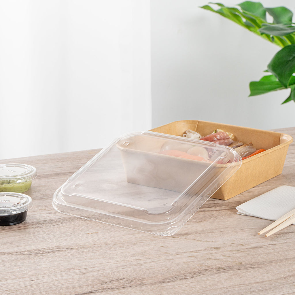 Matsuri Vision Clear PP Plastic Lid - Fits 34 and 45 oz Sushi Containers, Anti-Fog - 50 count box