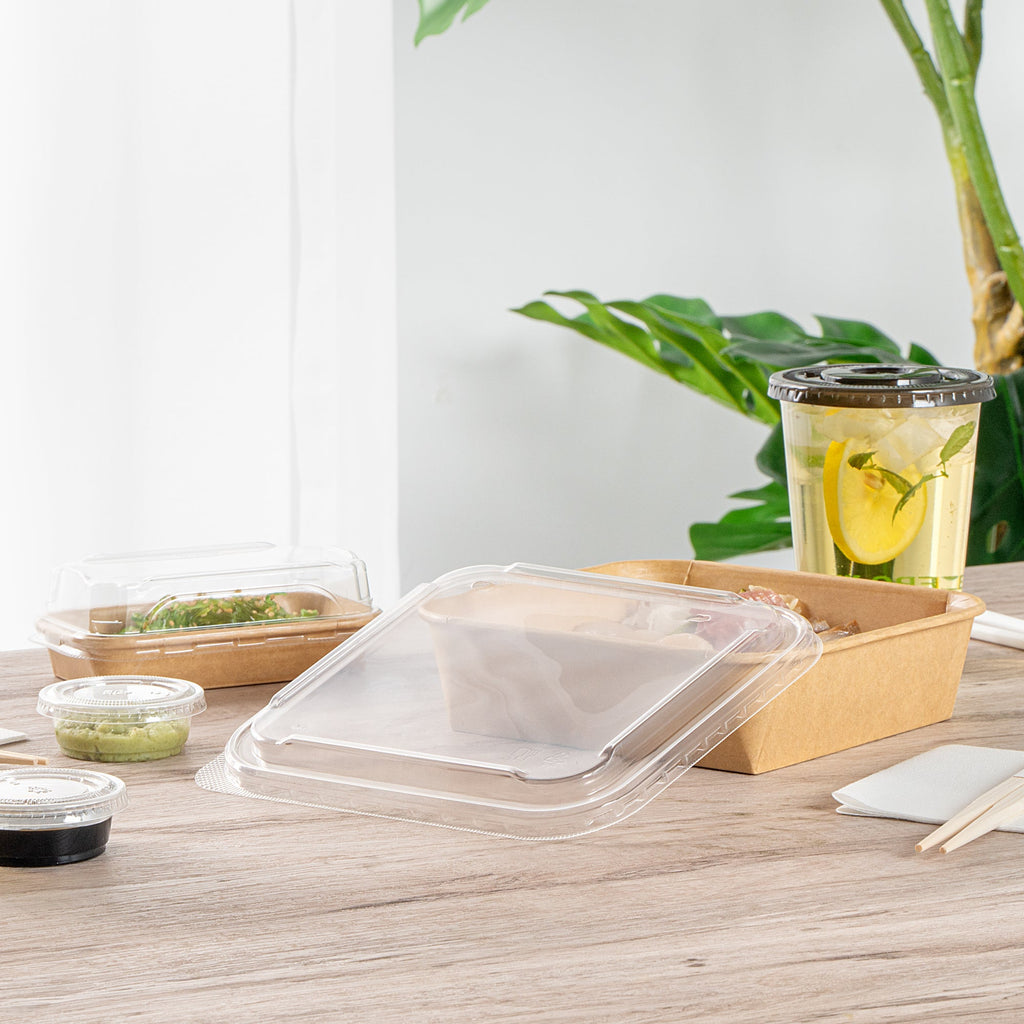 Matsuri Vision Clear PP Plastic Lid - Fits 34 and 45 oz Sushi Containers, Anti-Fog - 50 count box