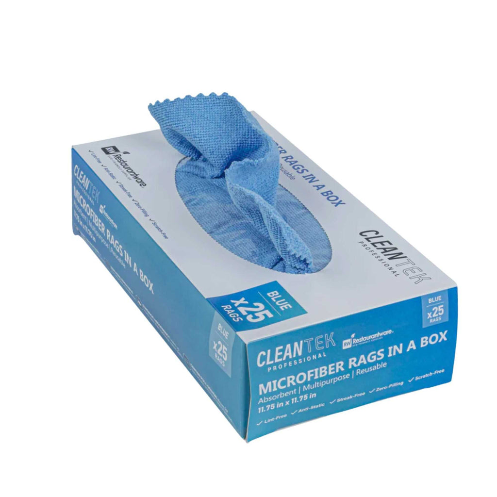 Clean Tek Professional Blue Microfiber Rags In A Box - 11 3/4" x 11 3/4" - 250 count box