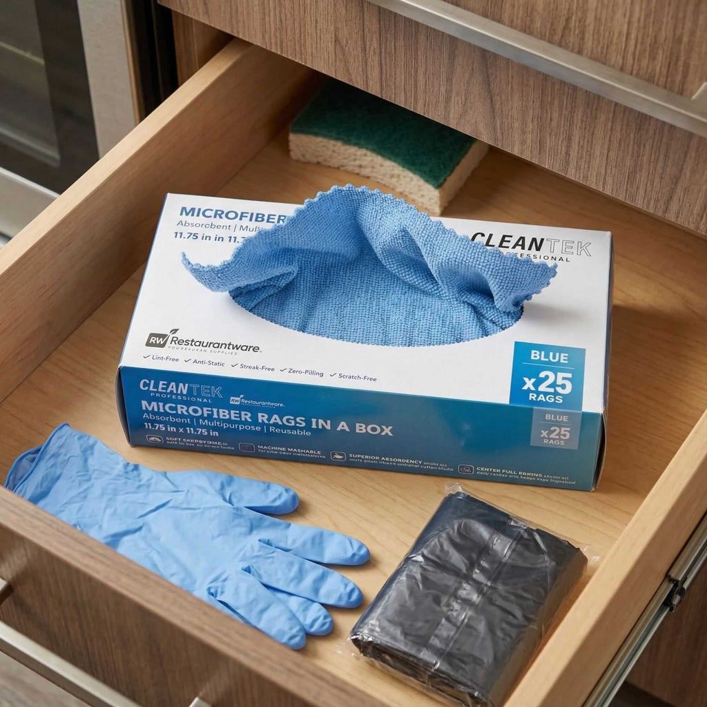 Clean Tek Professional Blue Microfiber Rags In A Box - 11 3/4" x 11 3/4" - 250 count box