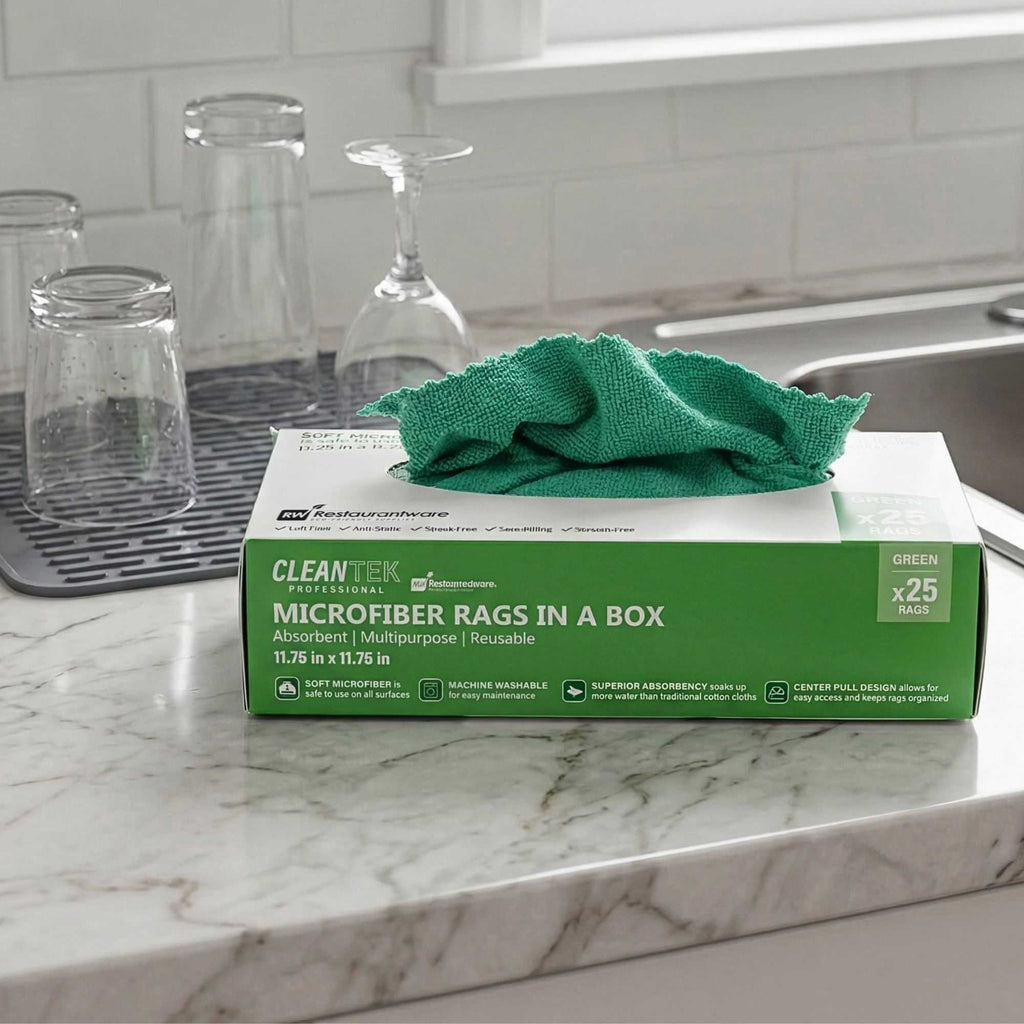 Clean Tek Professional Green Microfiber Rags In A Box - 11 3/4" x 11 3/4" - 250 count box