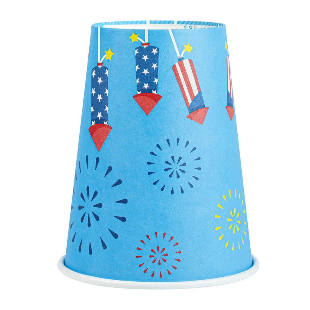 Restpresso 12 oz 4th of July Paper Single Wall Coffee Cup - with White Lid - 3 1/2" x 3 1/2" x 4 3/4" - 400 count box
