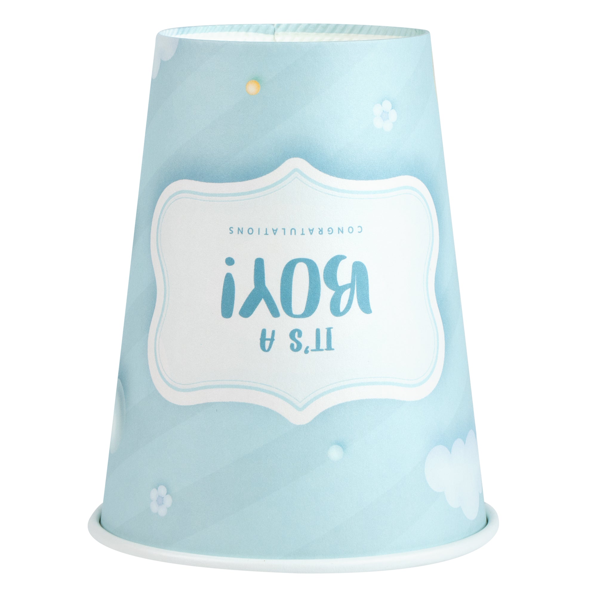 Restpresso 12 oz It's a Boy Paper Single Wall Coffee Cup - with White Lid - 3 1/2" x 3 1/2" x 4 3/4" - 400 count box