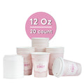 Restpresso 12 oz It's a Girl Paper Single Wall Coffee Cup - with White Lid - 3 1/2" x 3 1/2" x 4 3/4" - 20 count box
