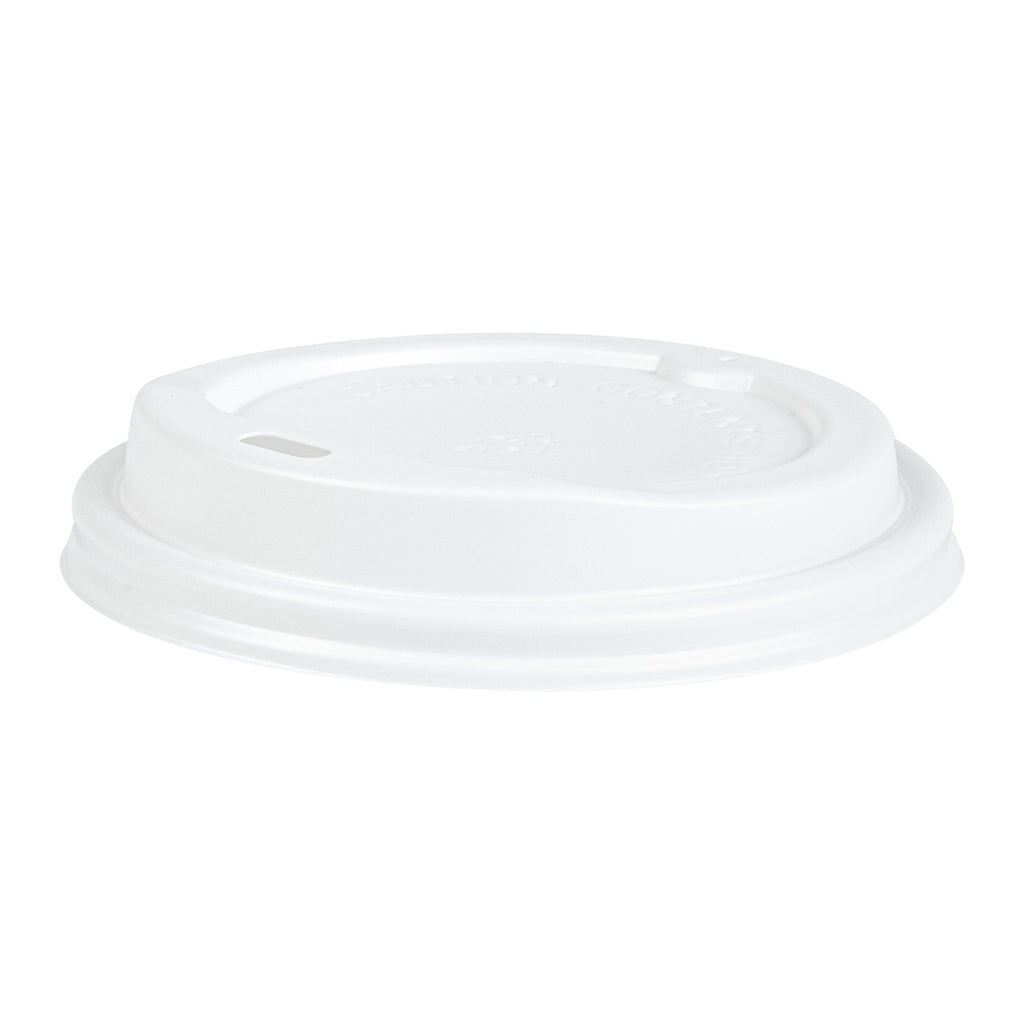 Restpresso 12 oz Red Christmas Snowflakes Paper Single Wall Coffee Cup - with White Lid - 3 1/2" x 3 1/2" x 4 3/4" - 400 count box