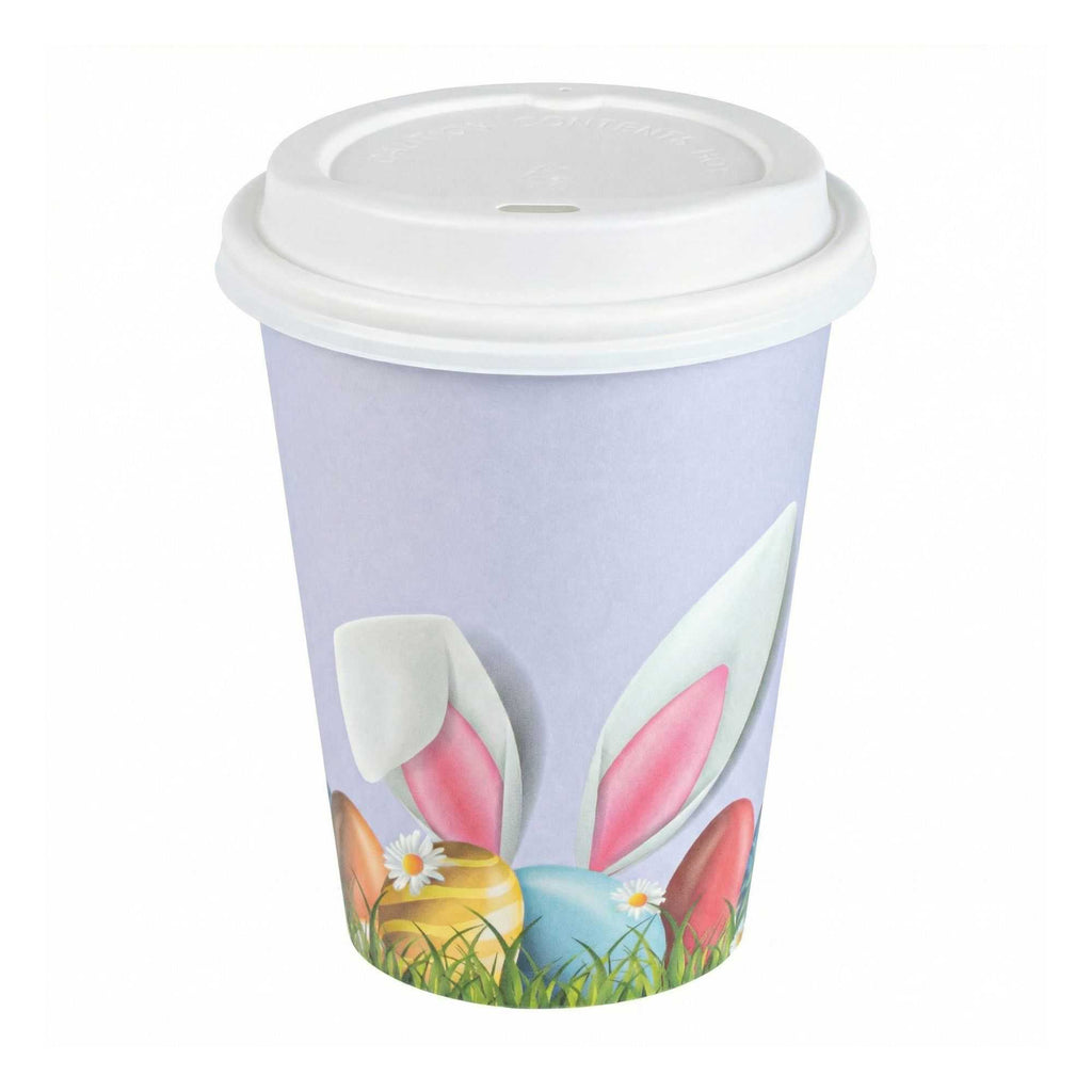 Restpresso 12 oz Easter Paper Single Wall Coffee Cup - with White Lid - 3 1/2" x 3 1/2" x 4 3/4" - 400 count box
