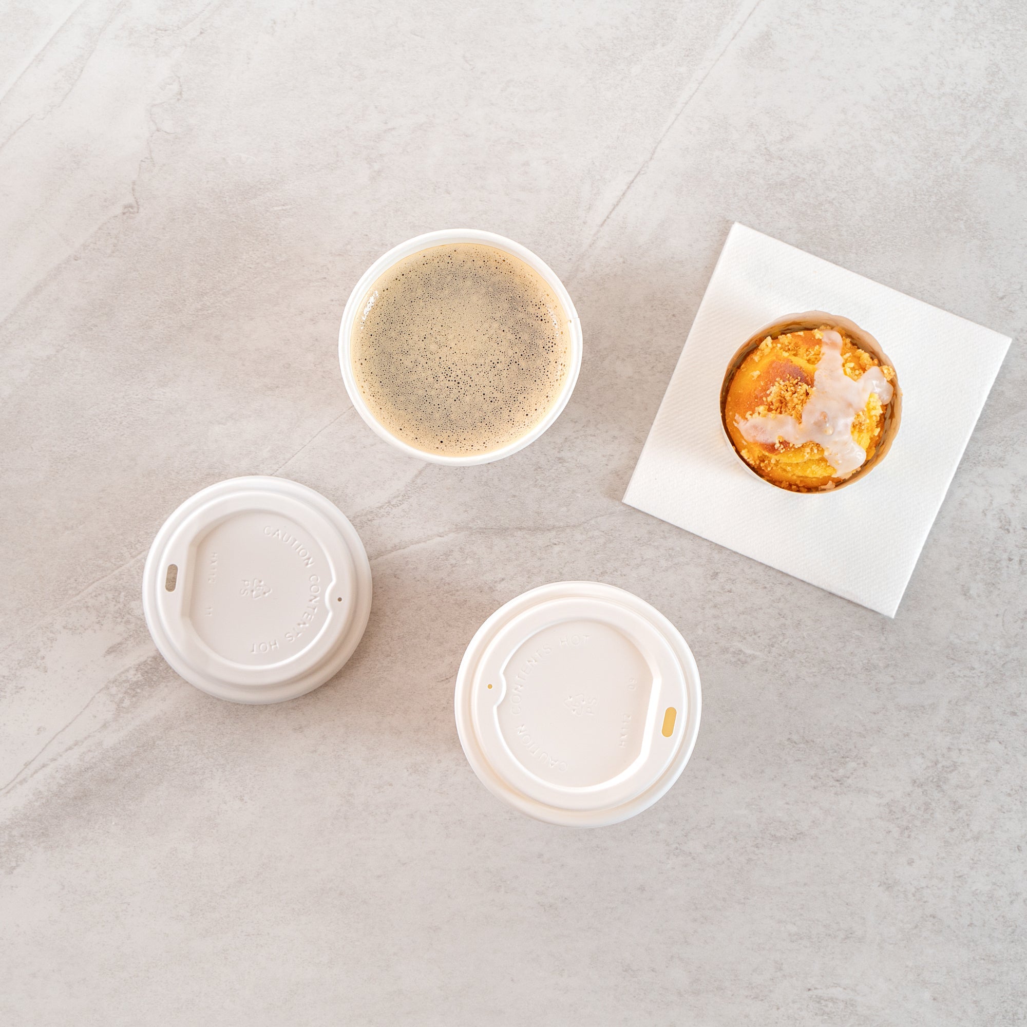 Restpresso 12 oz New Year's Eve Paper Single Wall Coffee Cup - with White Lid - 3 1/2" x 3 1/2" x 4 3/4" - 20 count box