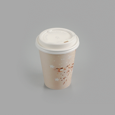 Restpresso 12 oz New Year's Eve Paper Single Wall Coffee Cup - with White Lid - 3 1/2" x 3 1/2" x 4 3/4" - 400 count box