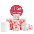 Restpresso 12 oz Valentine's Day Paper Single Wall Coffee Cup - with White Lid - 3 1/2" x 3 1/2" x 4 3/4" - 20 count box