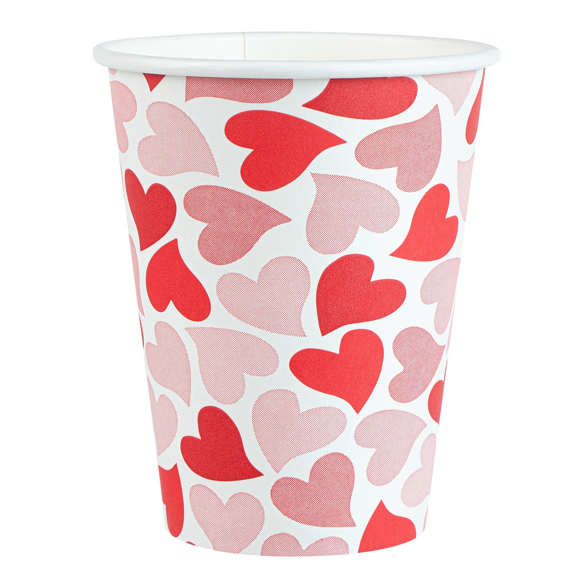 Restpresso 12 oz Valentine's Day Paper Single Wall Coffee Cup - with White Lid - 3 1/2" x 3 1/2" x 4 3/4" - 400 count box