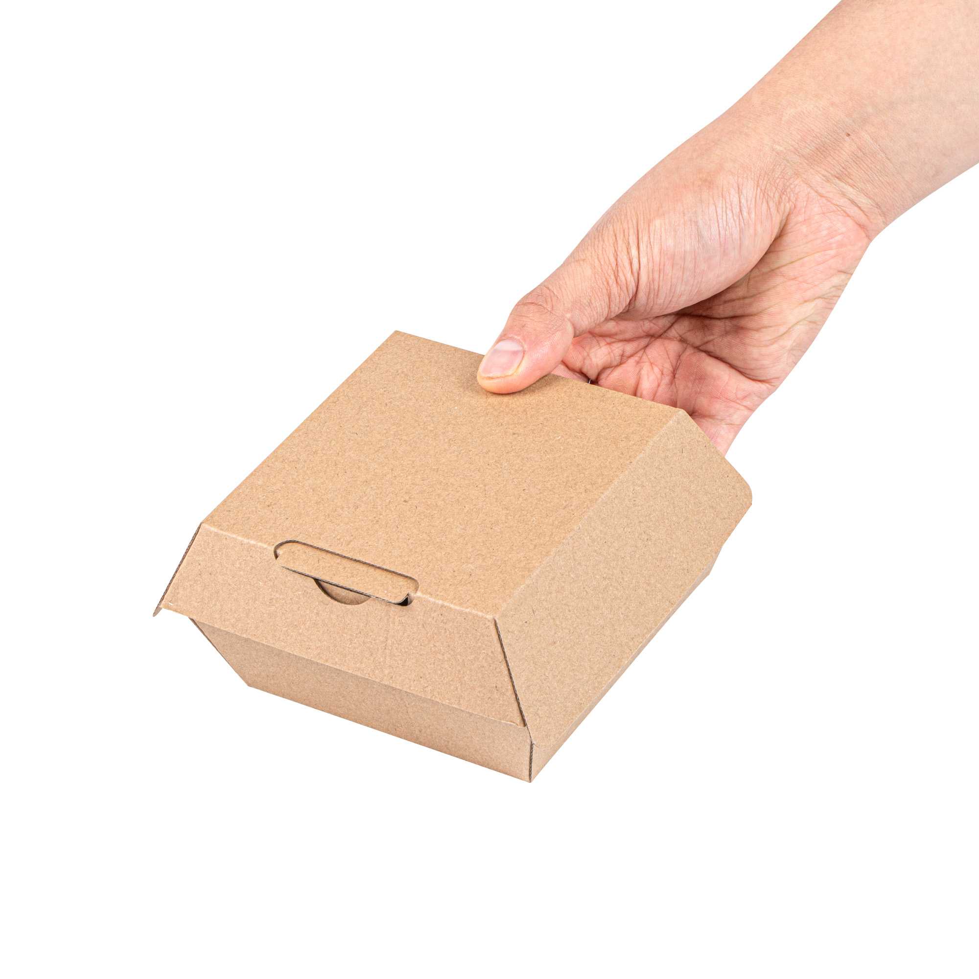 Bio Tek Square Kraft Paper Corrugated Clamshell Container - 4" x 4" x 2 3/4" - 50 count box