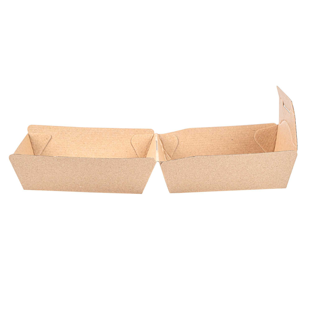 Bio Tek Square Kraft Paper Corrugated Clamshell Container - 4" x 4" x 2 3/4" - 50 count box