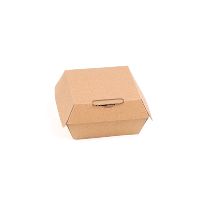 Bio Tek Square Kraft Paper Corrugated Clamshell Container - 4" x 4" x 2 3/4" - 100 count box