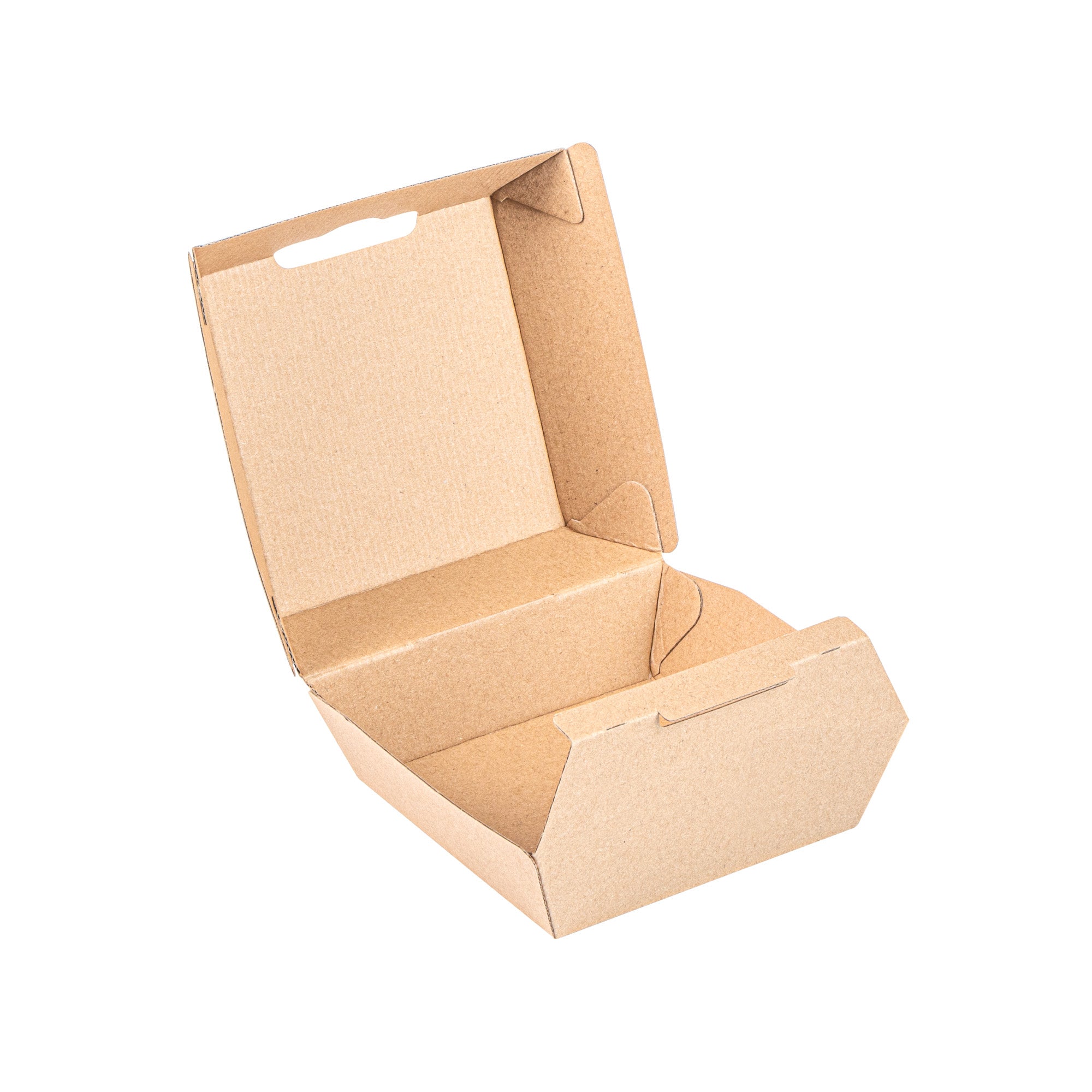 Bio Tek Square Kraft Paper Corrugated Clamshell Container - 4" x 4" x 2 3/4" - 100 count box