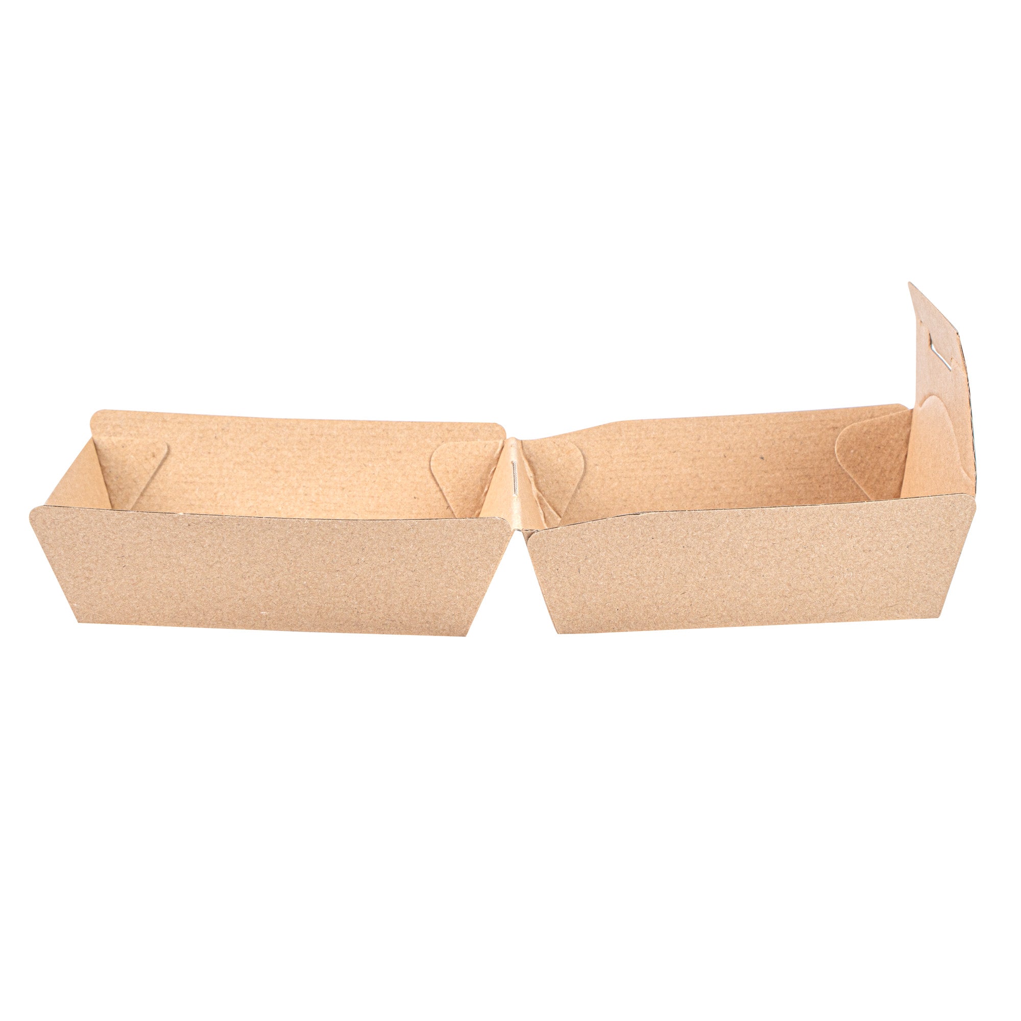 Bio Tek Square Kraft Paper Corrugated Clamshell Container - 4" x 4" x 2 3/4" - 100 count box
