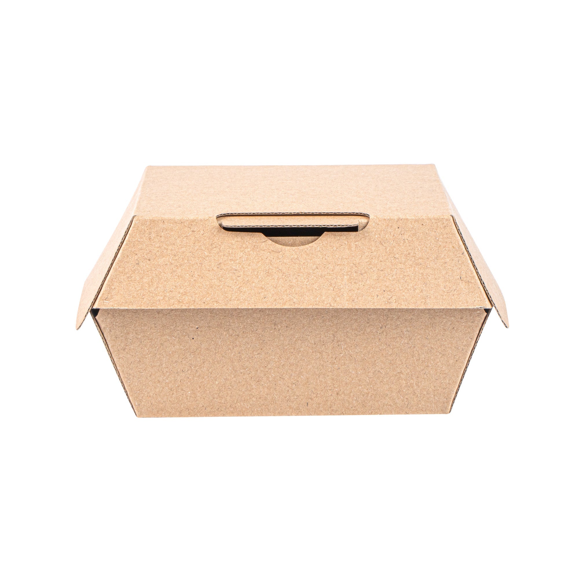 Bio Tek Square Kraft Paper Corrugated Clamshell Container - 4" x 4" x 2 3/4" - 100 count box