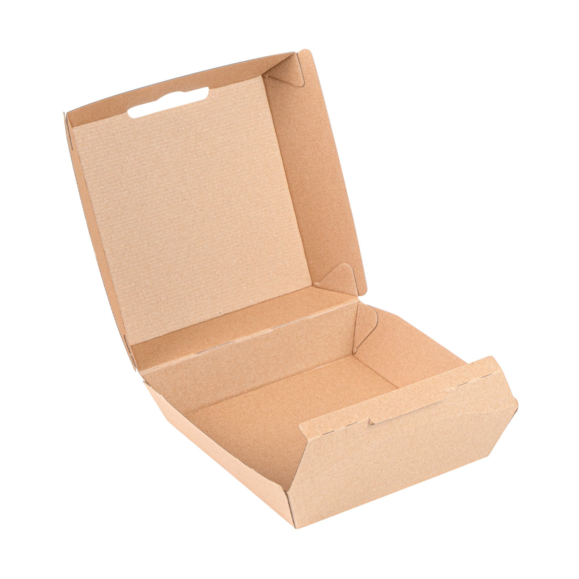 Bio Tek Square Kraft Paper Corrugated Clamshell Container - 5 1/2" x 5 1/2" x 2 3/4" - 100 count box