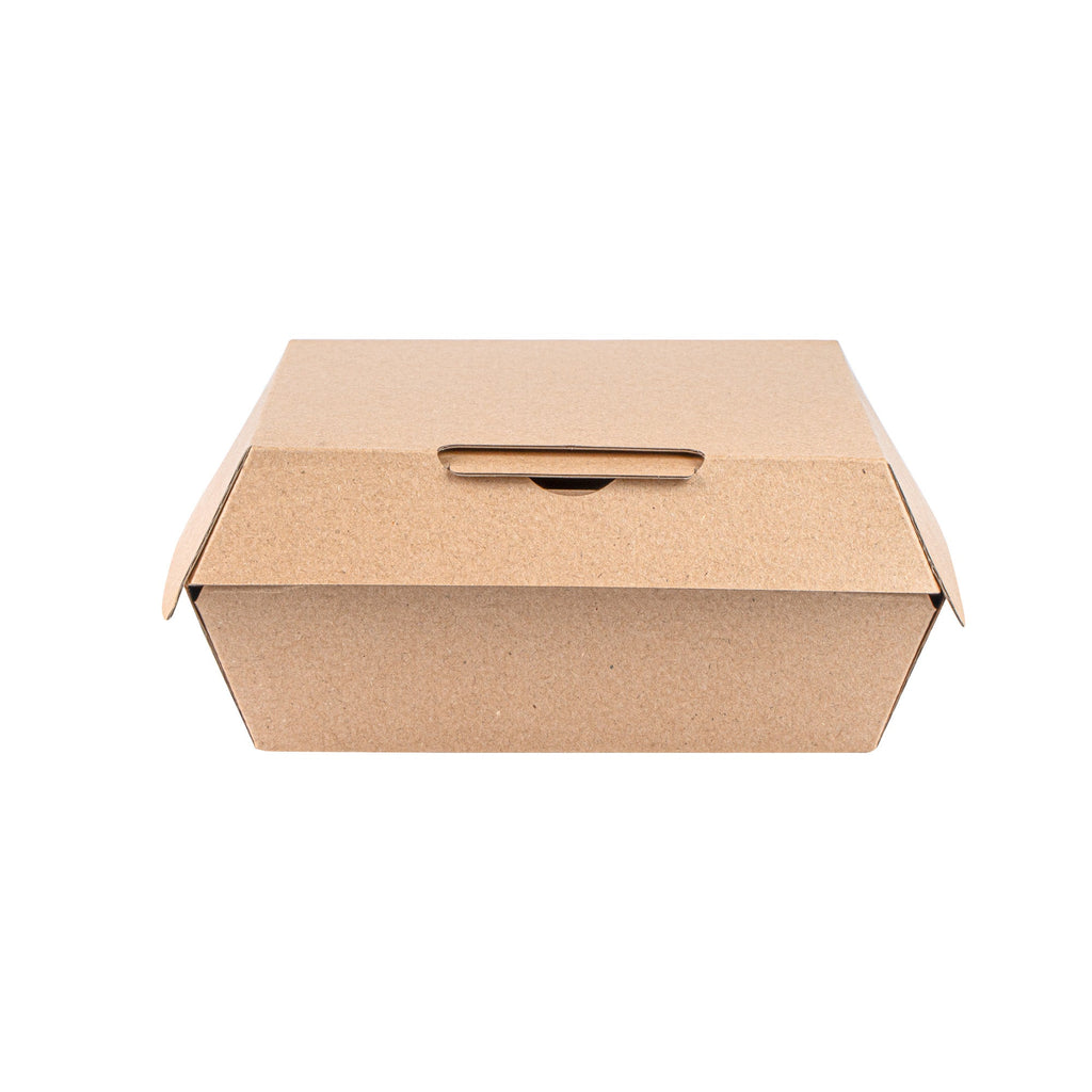 Bio Tek Square Kraft Paper Corrugated Clamshell Container - 5 1/2" x 5 1/2" x 2 3/4" - 100 count box