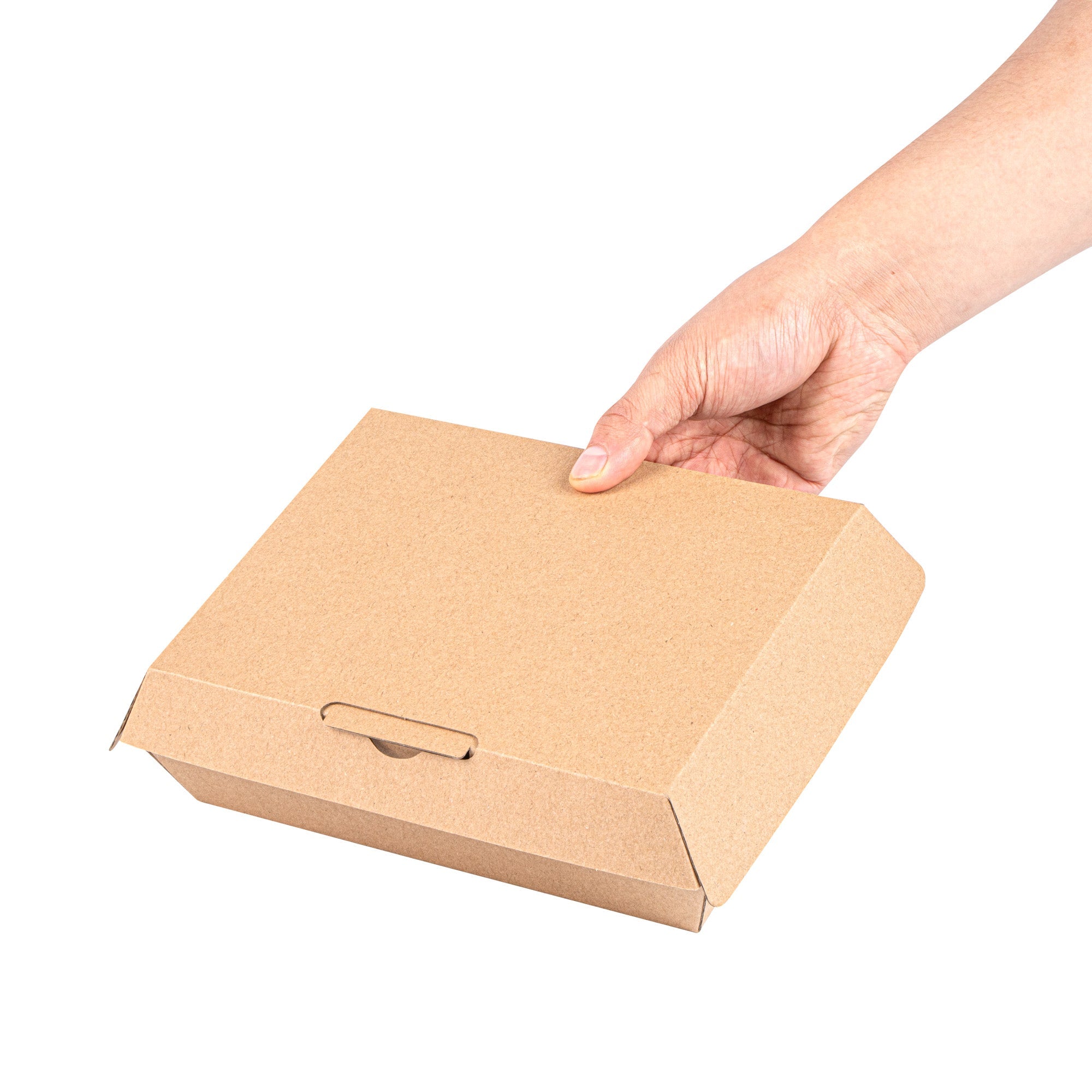 Bio Tek Rectangle Kraft Paper Corrugated Clamshell Container - 7 3/4" x 6" x 2 3/4" - 100 count box