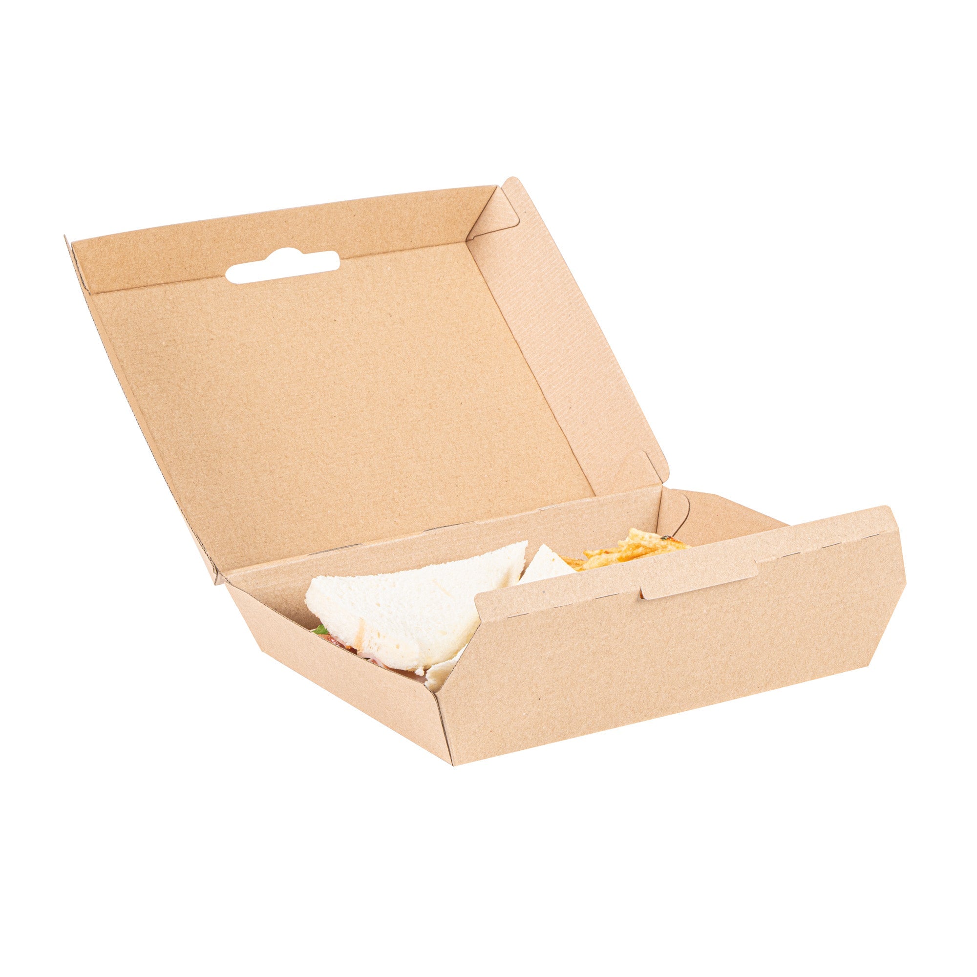 Bio Tek Rectangle Kraft Paper Corrugated Clamshell Container - 7 3/4" x 6" x 2 3/4" - 100 count box