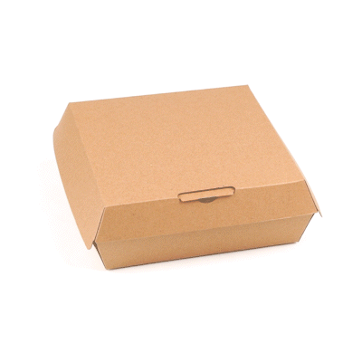 Bio Tek Square Kraft Paper Corrugated Clamshell Container - 8" x 8" x 3 1/4" - 100 count box