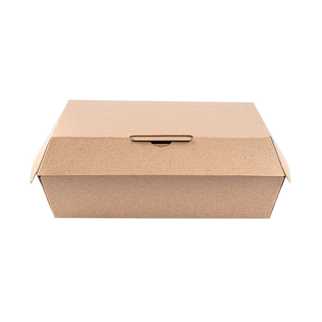 Bio Tek Square Kraft Paper Corrugated Clamshell Container - 8" x 8" x 3 1/4" - 100 count box