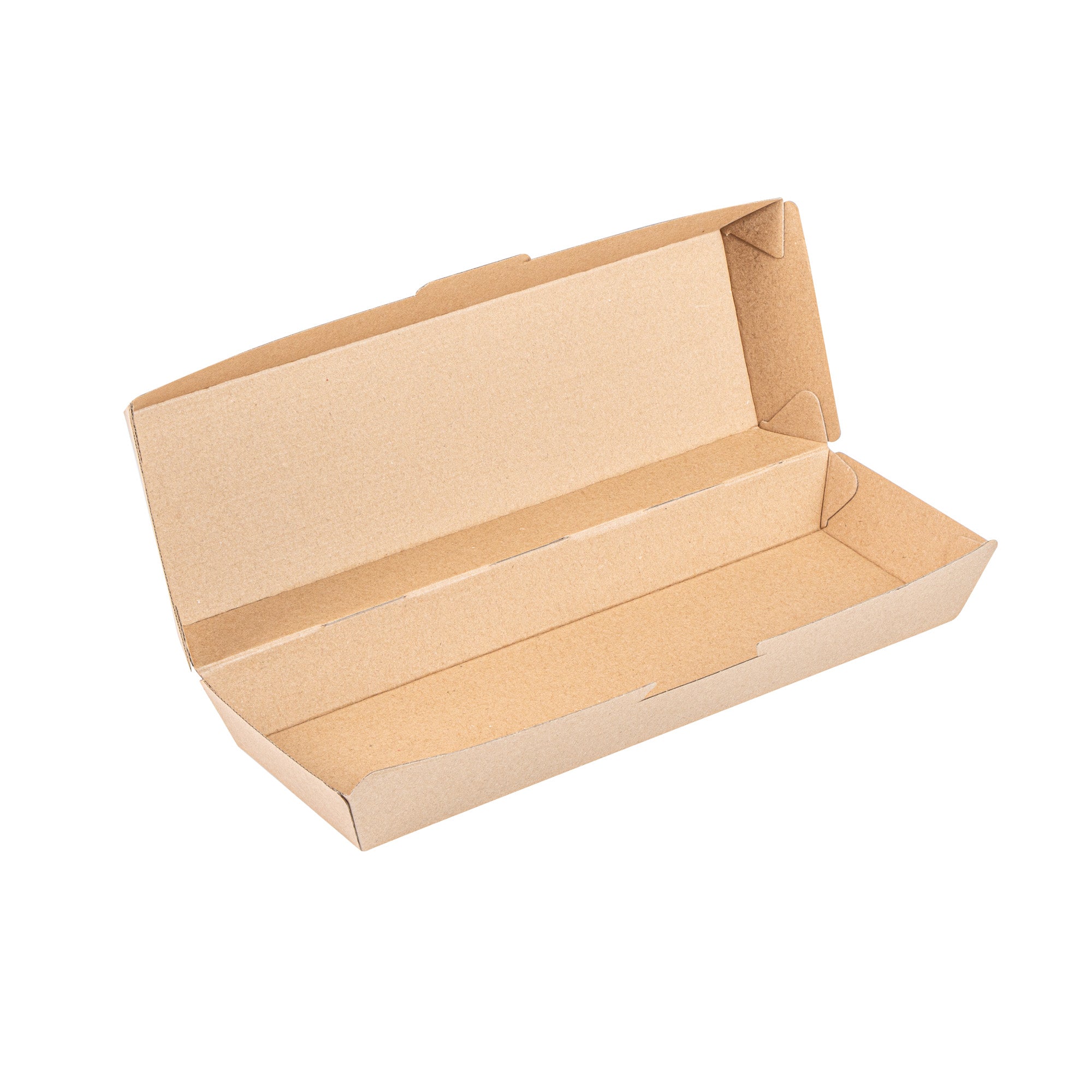 Bio Tek Rectangle Kraft Paper Corrugated Clamshell Container - 11 1/4" x 3 1/2" x 2 3/4" - 100 count box