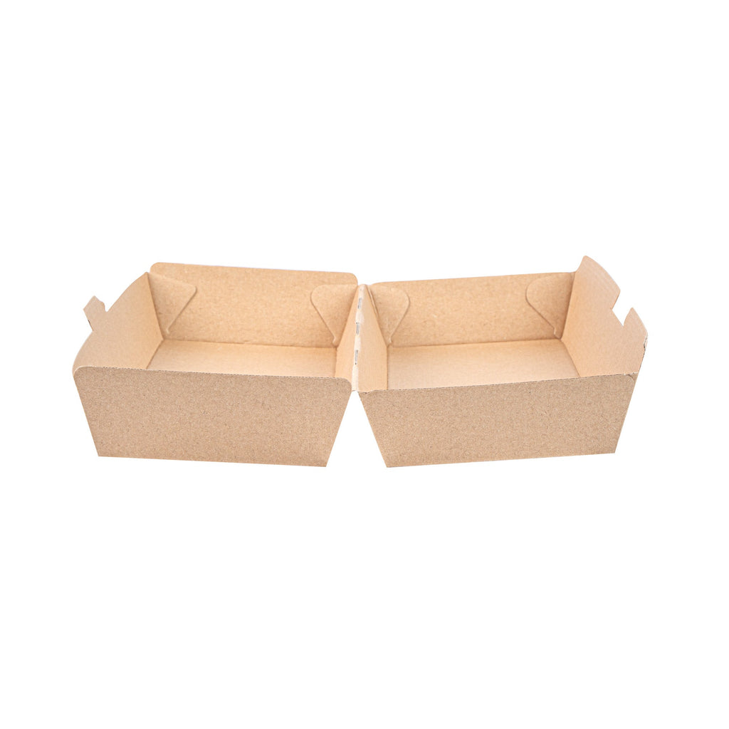Bio Tek Rectangle Kraft Paper Corrugated Clamshell Container - 11 1/4" x 3 1/2" x 2 3/4" - 100 count box