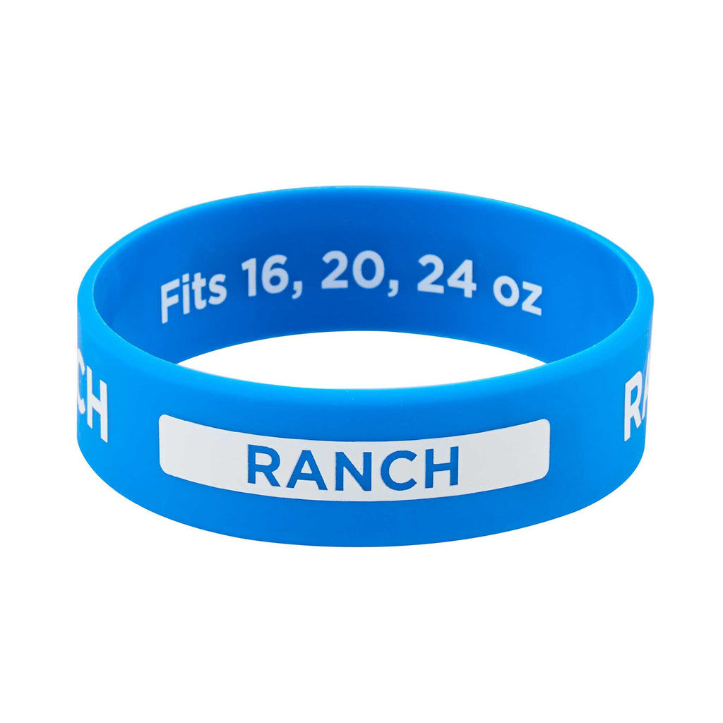 First In First Out Blue Silicone Ranch Label Band - Fits 16, 20 and 24 oz Squeeze Bottles - 1 count box