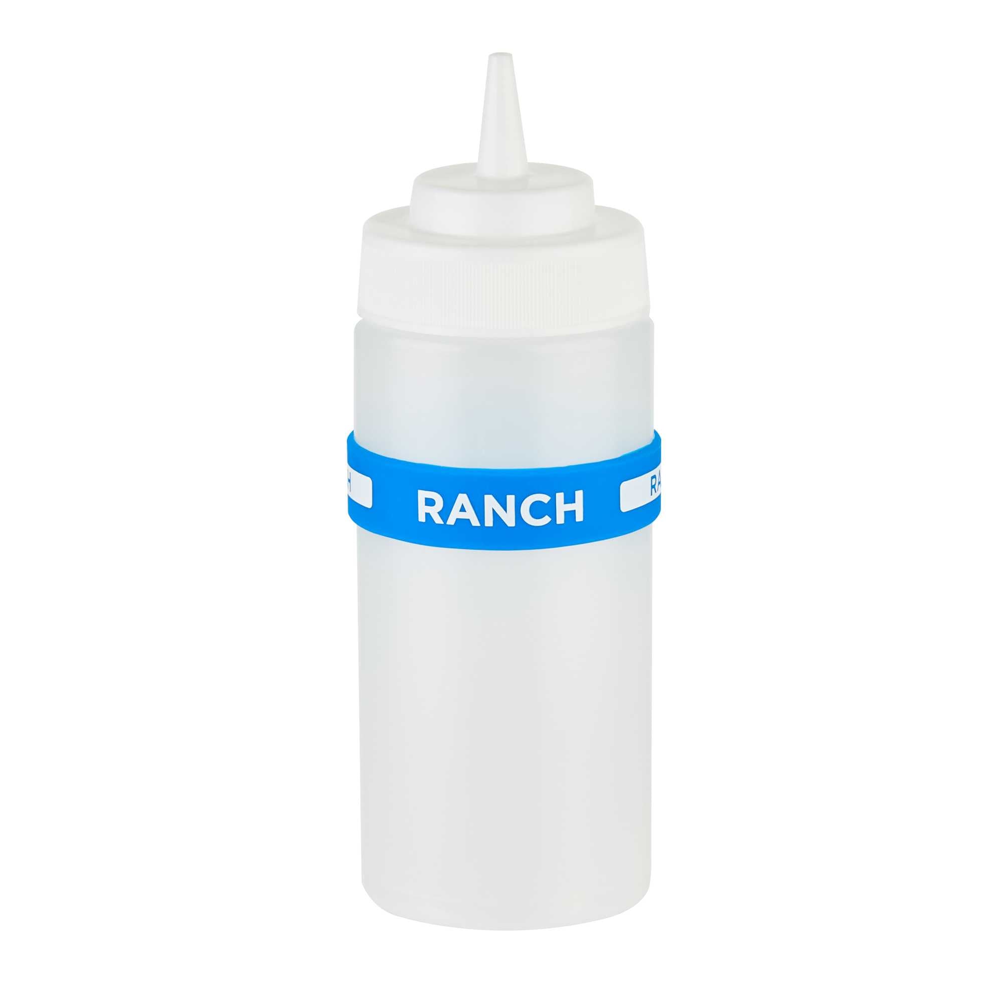 First In First Out Blue Silicone Ranch Label Band - Fits 16, 20 and 24 oz Squeeze Bottles - 1 count box