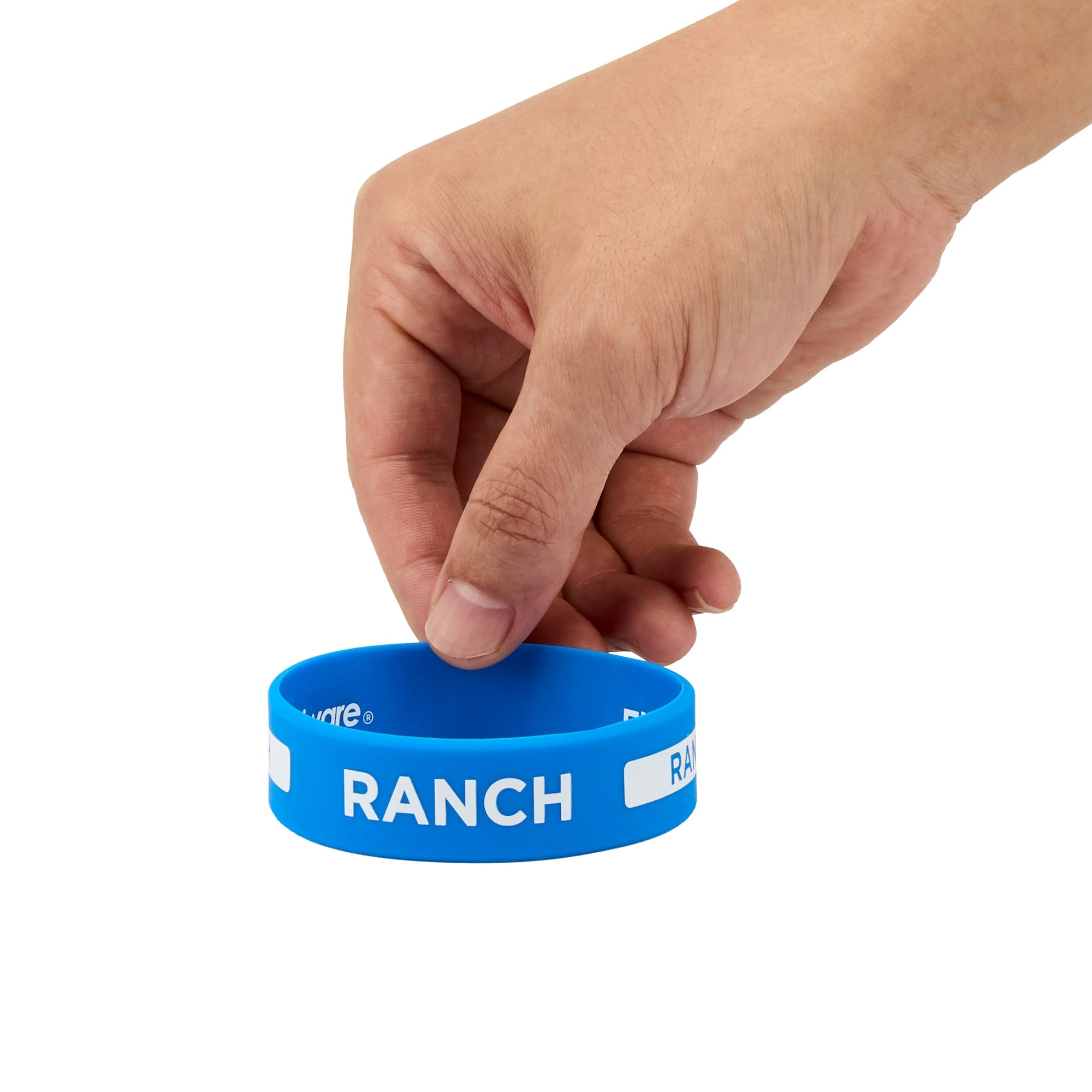 First In First Out Blue Silicone Ranch Label Band - Fits 16, 20 and 24 oz Squeeze Bottles - 10 count box