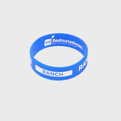First In First Out Blue Silicone Ranch Label Band - Fits 16, 20 and 24 oz Squeeze Bottles - 10 count box