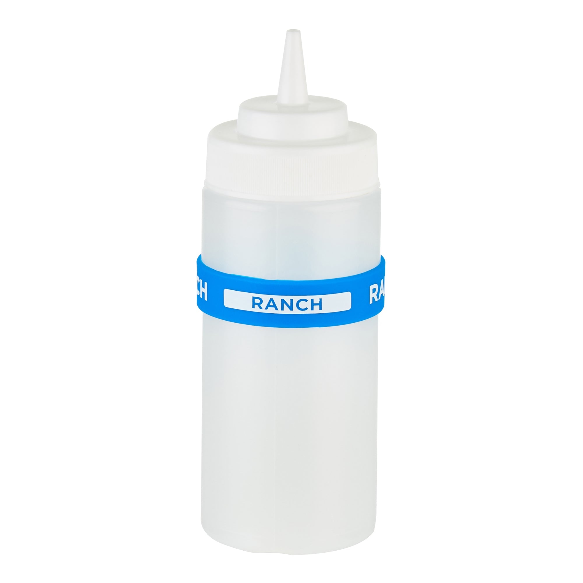 First In First Out Blue Silicone Ranch Label Band - Fits 16, 20 and 24 oz Squeeze Bottles - 10 count box