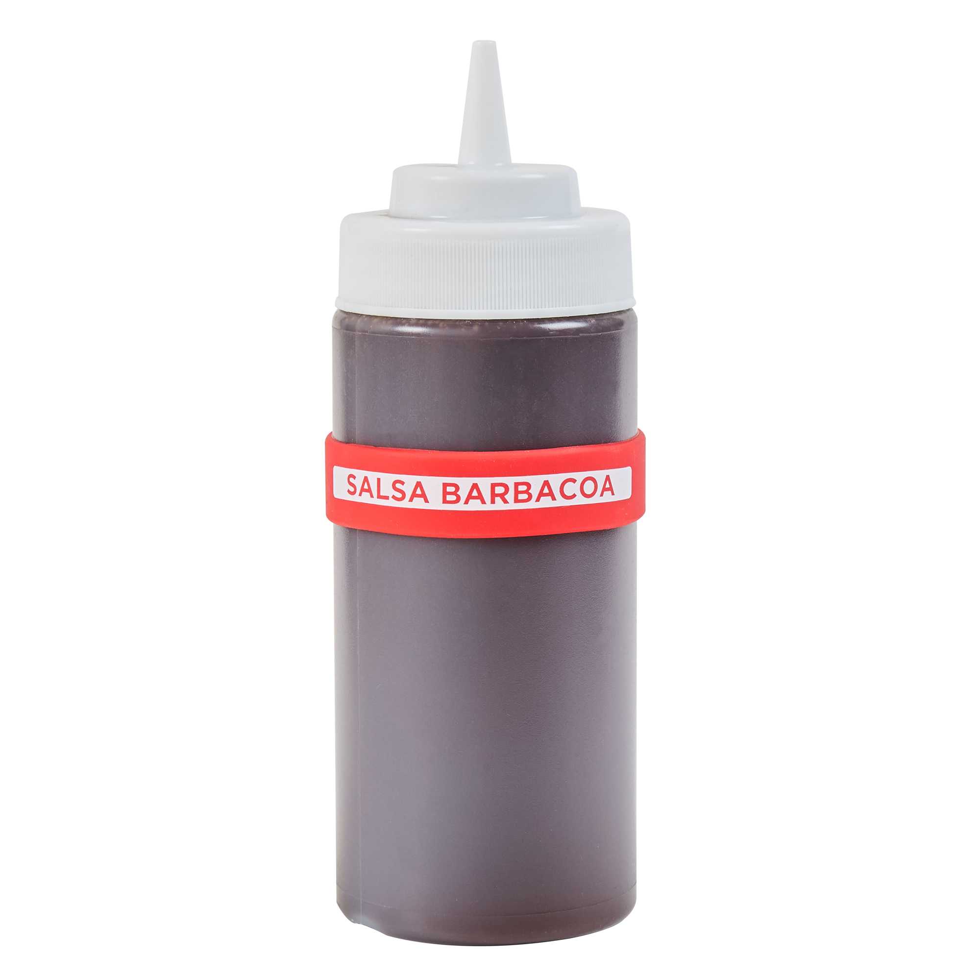 First In First Out Red Silicone BBQ Label Band - Fits 16, 20 and 24 oz Squeeze Bottles - 1 count box