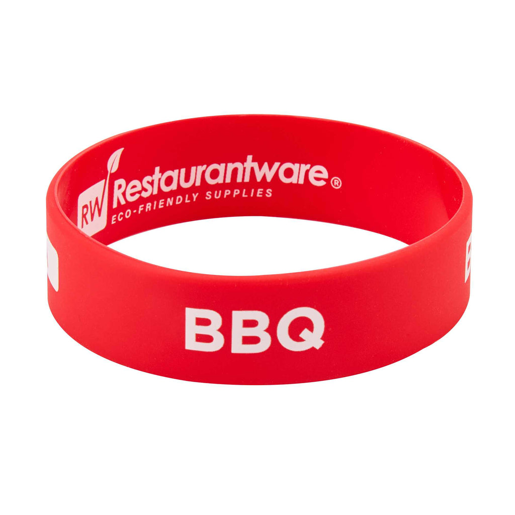 First In First Out Red Silicone BBQ Label Band - Fits 16, 20 and 24 oz Squeeze Bottles - 1 count box