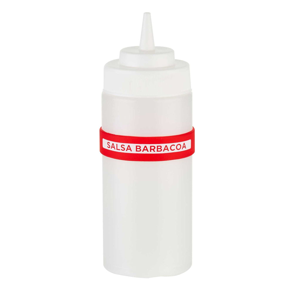 First In First Out Red Silicone BBQ Label Band - Fits 16, 20 and 24 oz Squeeze Bottles - 1 count box