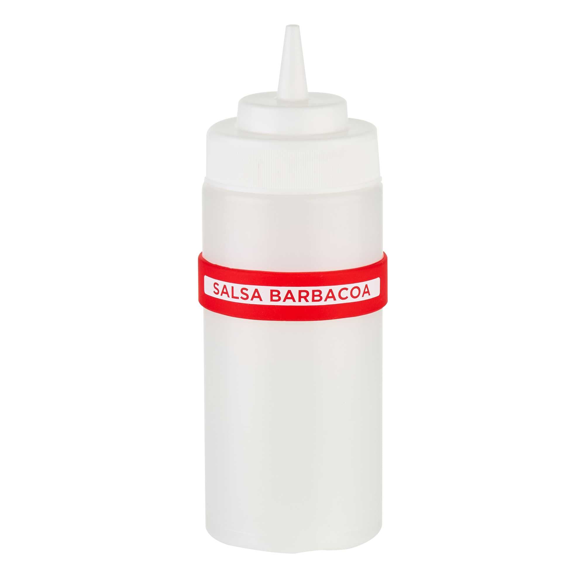 First In First Out Red Silicone BBQ Label Band - Fits 16, 20 and 24 oz Squeeze Bottles - 1 count box