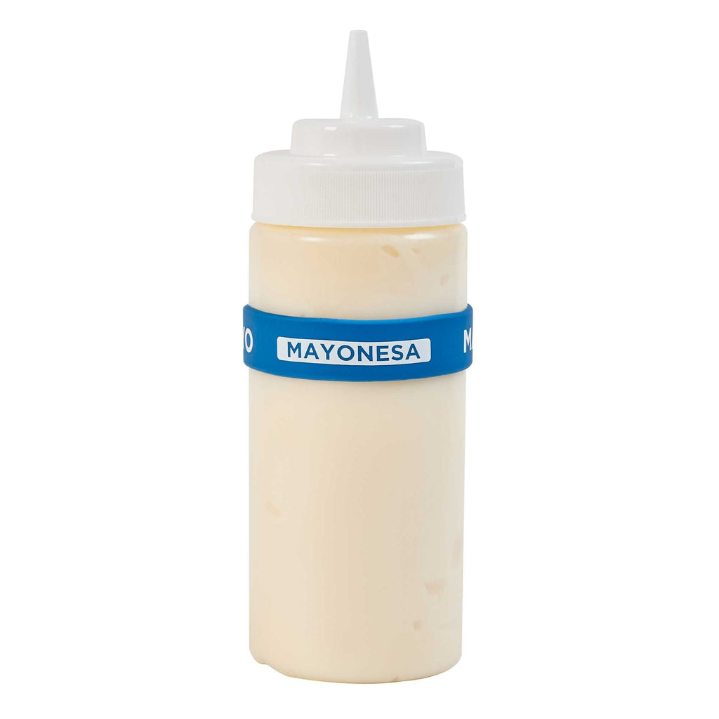 First In First Out Blue Silicone Mayo Label Band - Fits 16, 20 and 24 oz Squeeze Bottles - 1 count box