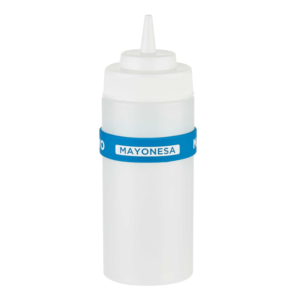 First In First Out Blue Silicone Mayo Label Band - Fits 16, 20 and 24 oz Squeeze Bottles - 1 count box
