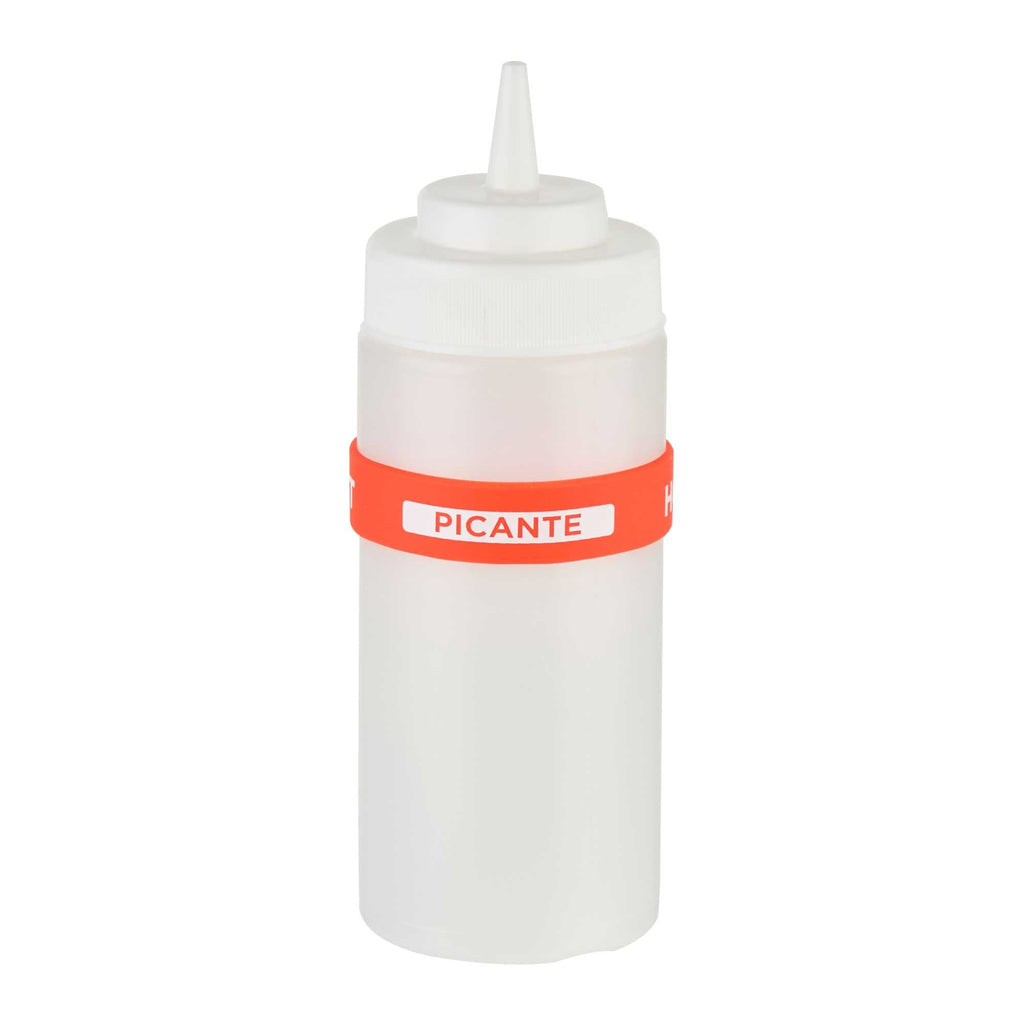 First In First Out Red Silicone Hot Label Band - Fits 16, 20 and 24 oz Squeeze Bottles - 1 count box