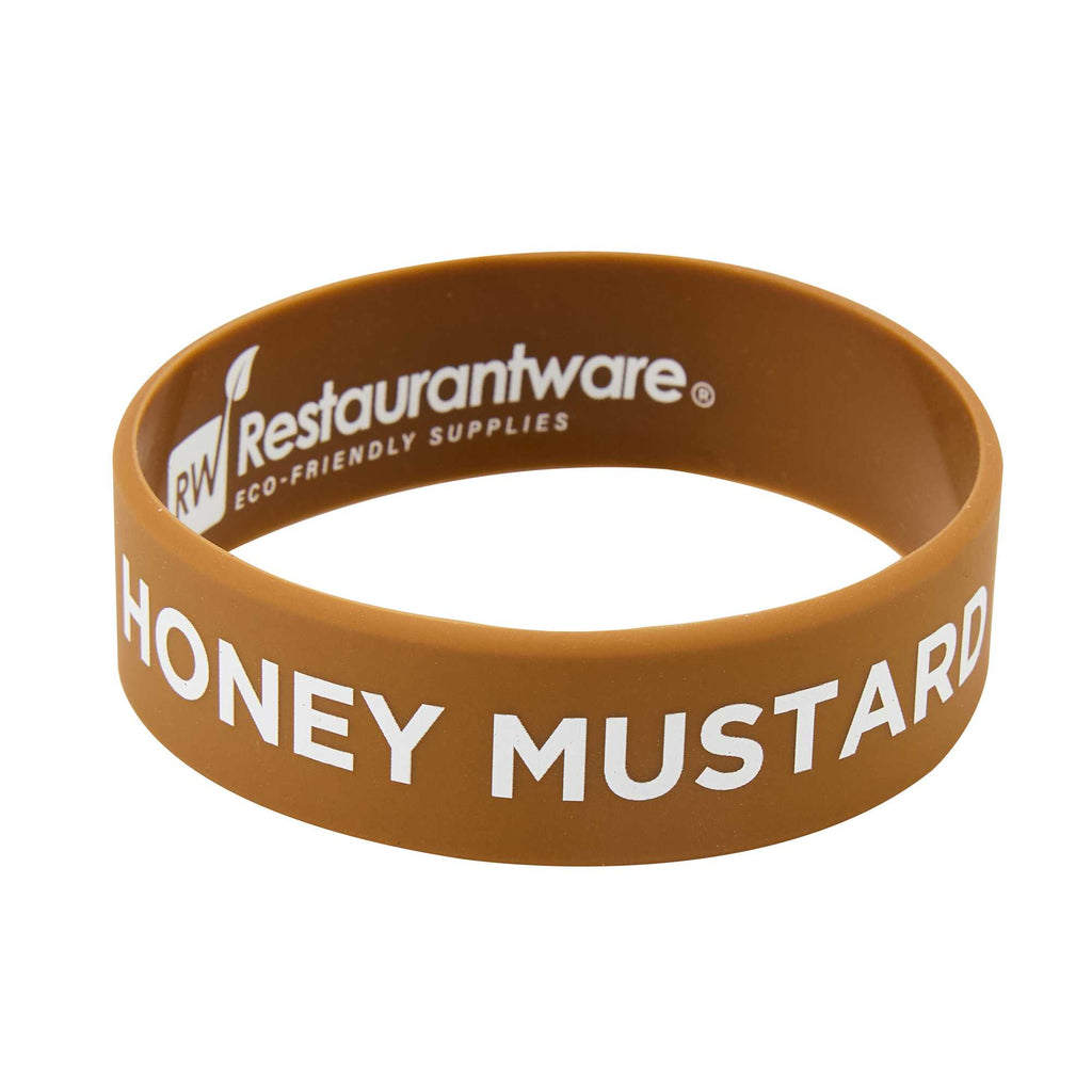 First In First Out Brown Silicone Honey Mustard Label Band - Fits 16, 20 and 24 oz Squeeze Bottles - 1 count box