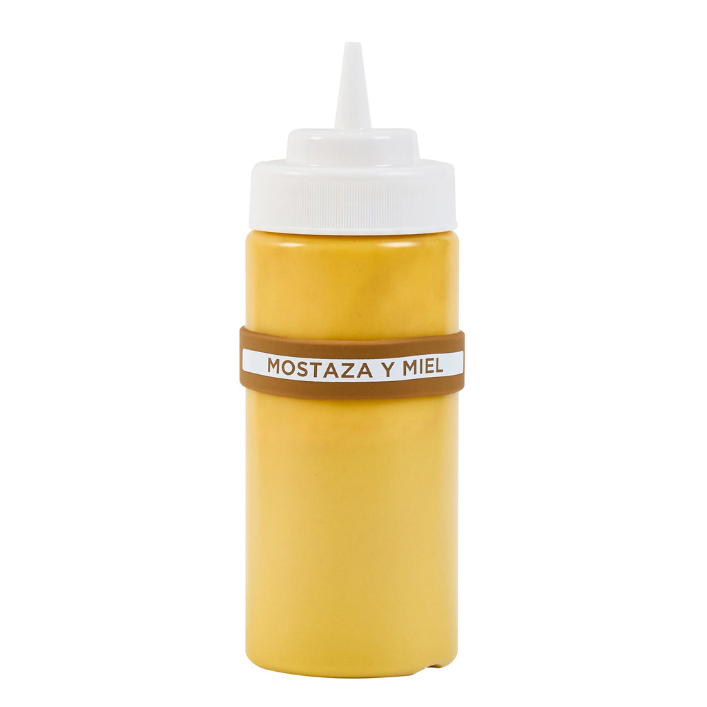 First In First Out Brown Silicone Honey Mustard Label Band - Fits 16, 20 and 24 oz Squeeze Bottles - 10 count box