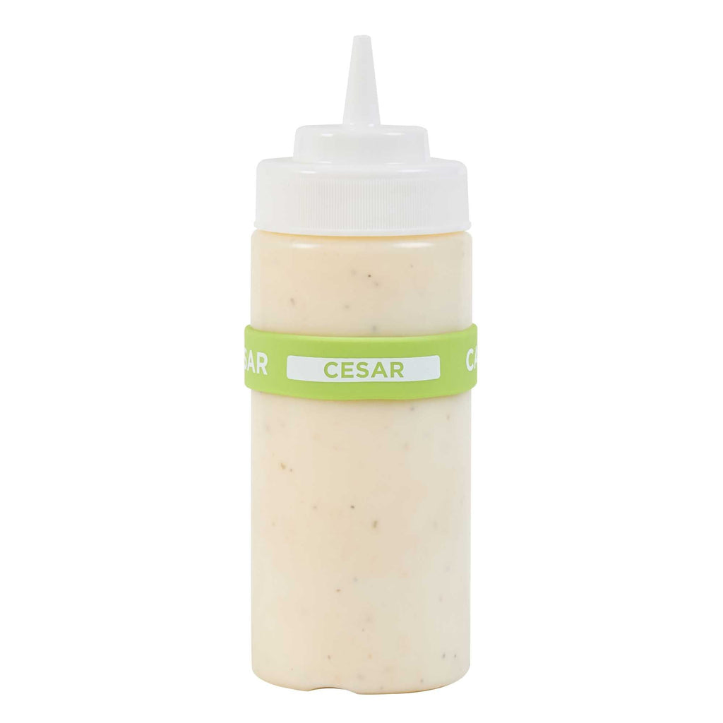 First In First Out Green Silicone Caesar Label Band - Fits 16, 20 and 24 oz Squeeze Bottles - 1 count box