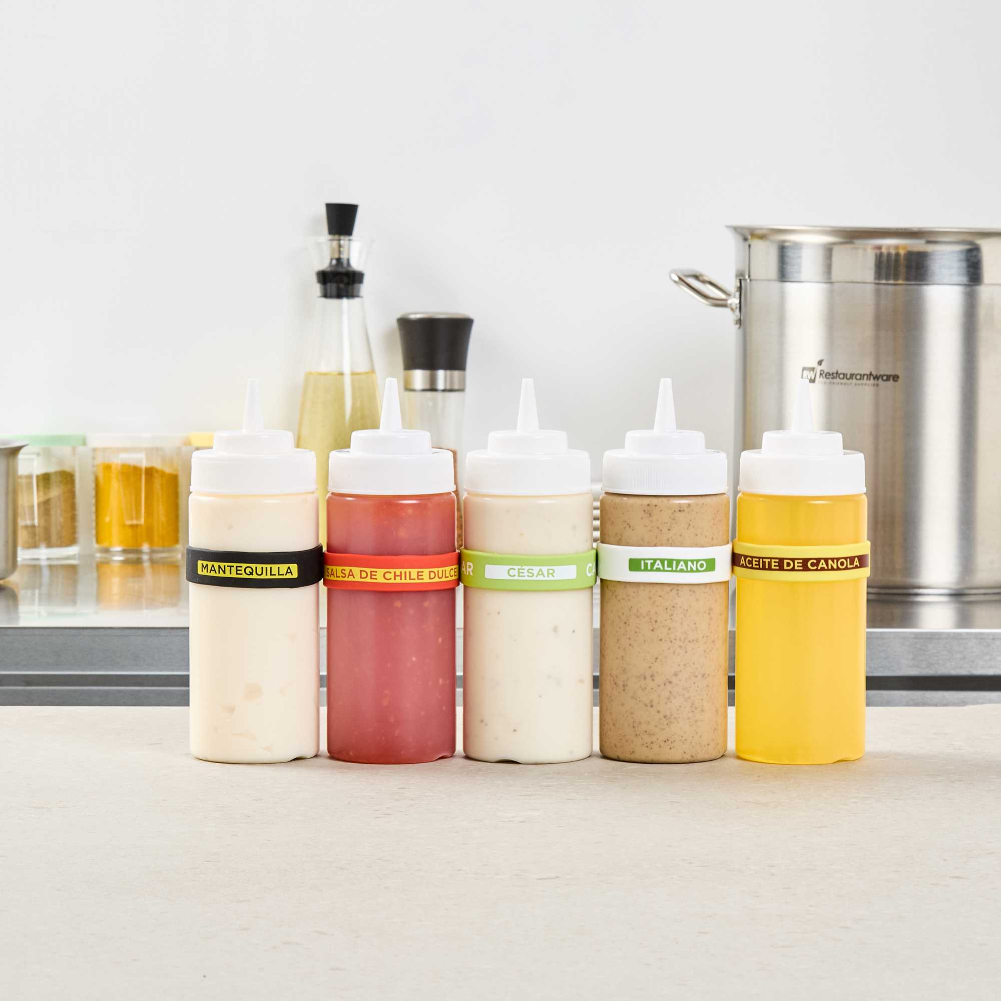 First In First Out Green Silicone Caesar Label Band - Fits 16, 20 and 24 oz Squeeze Bottles - 1 count box