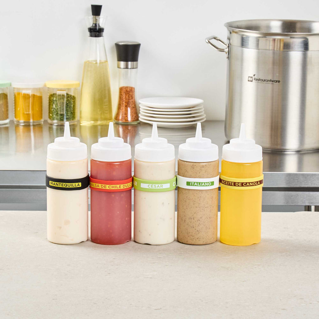 First In First Out Green Silicone Caesar Label Band - Fits 16, 20 and 24 oz Squeeze Bottles - 1 count box