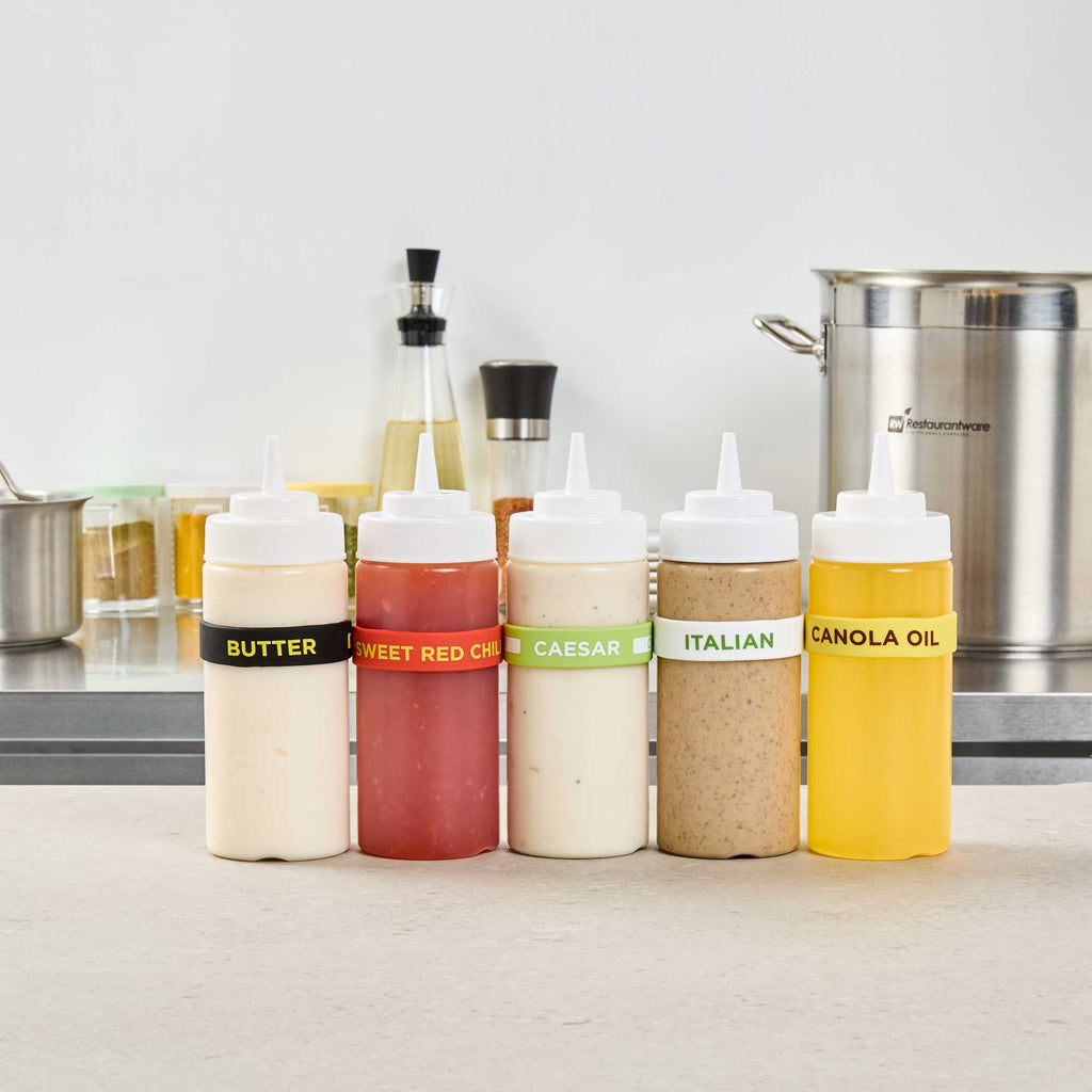 First In First Out Green Silicone Caesar Label Band - Fits 16, 20 and 24 oz Squeeze Bottles - 1 count box