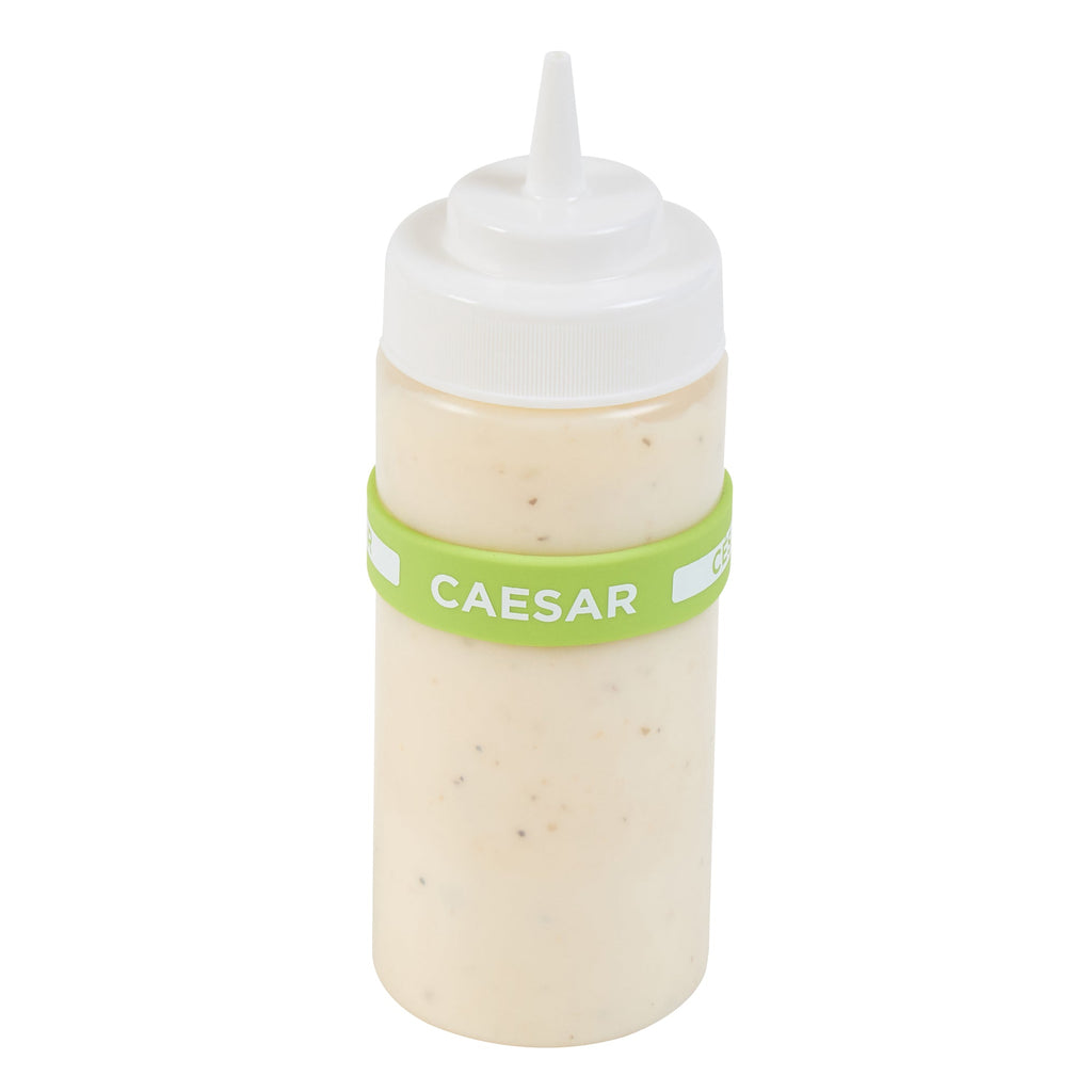 First In First Out Green Silicone Caesar Label Band - Fits 16, 20 and 24 oz Squeeze Bottles - 10 count box