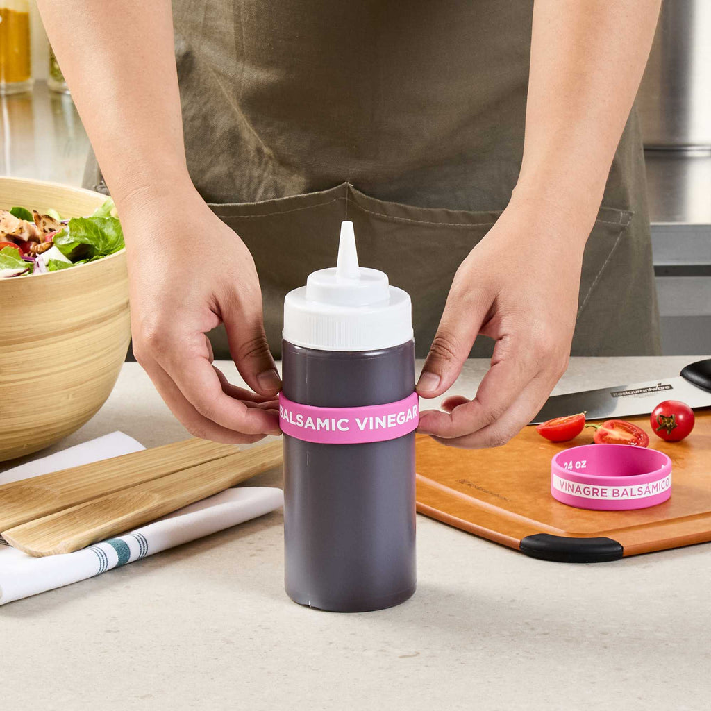 First In First Out Purple Silicone Balsamic Vinegar Label Band - Fits 16, 20 and 24 oz Squeeze Bottles - 1 count box