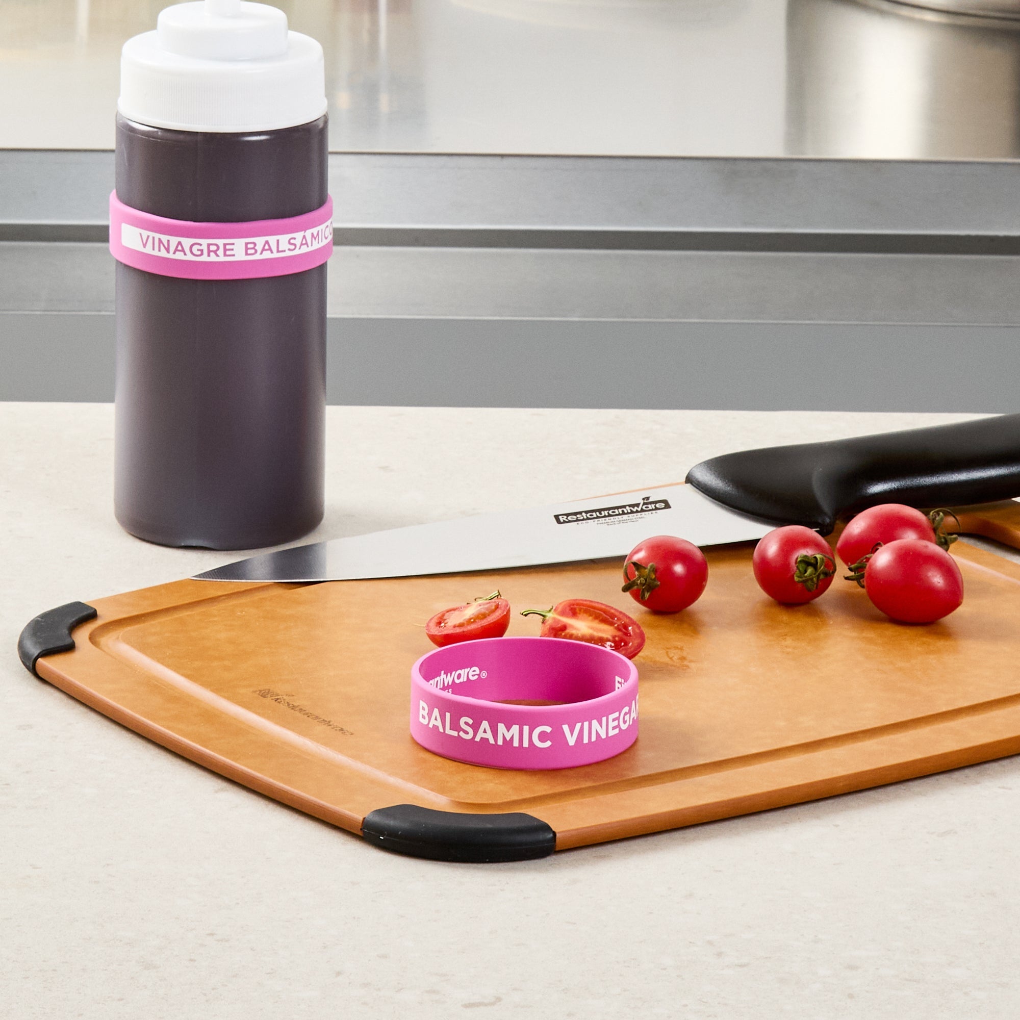 First In First Out Purple Silicone Balsamic Vinegar Label Band - Fits 16, 20 and 24 oz Squeeze Bottles - 10 count box